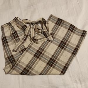 NEW Plaid Pattern Stretchy Waist Culottes